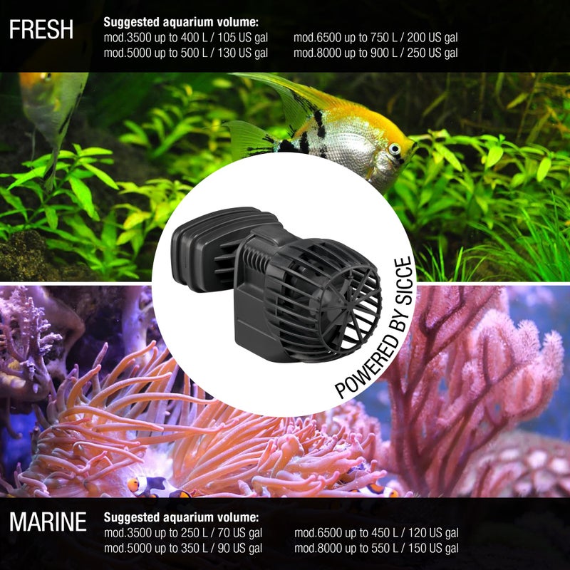 SICCE XSTREAM 5000 Wave Maker Flow Pump 1320 GPH | 360Â° Adjustable Quiet Submersible Magnetic Powerhead for Saltwater & Freshwater Tanks, Aquarium Water Circulation Pump up to 130 Gallons - Image 2